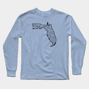 Get Lost Hiking Topographic Art Hike Florida State Map Long Sleeve T-Shirt